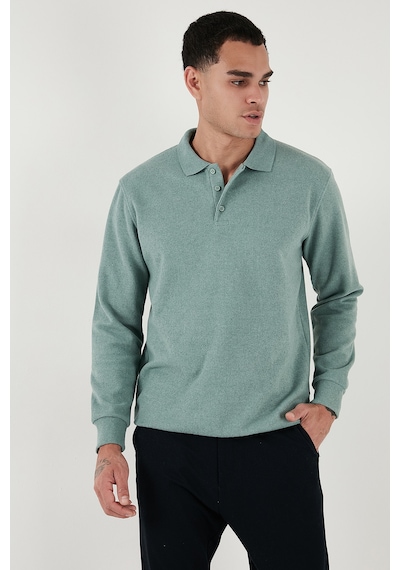 Buratti Pamuk Karışımlı Regular Fit Erkek Polo Yaka Kazak 456223 Çağla