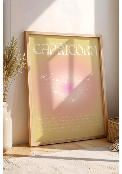 Capricorn Oğlak Burcu Çerçeveli Tablo Aura Enerji Renkleri Astrolojik Takım Yıldızı Sembolü