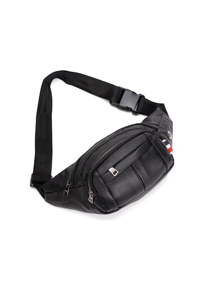 Newısh Polo Accessorıes Unisex Siyah Suya Dayanıklı Suni Vegan Deri Kulaklık Girişli Bel Ve Omuz Çantası Freebag Siyah