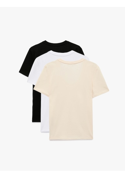 Koton Pamuklu Regular Fit Çok Renkli Basic V Yaka Kısa Kollu 3 Lü Tişört Seti Multıcolor 6sak60018ek Mavi