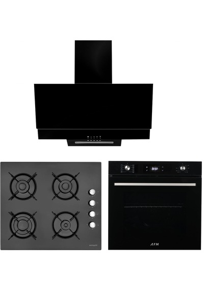 Eminçelik ve AFM Tech 12 225 + FM7700 + FM3250  Turbolu Ankastre Set Siyah