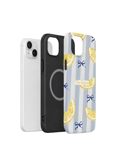 Apple iPhone Uyumlu 14 Vorian Çift Katmanlı Magsafe Kılıf Queen Lemon Bow