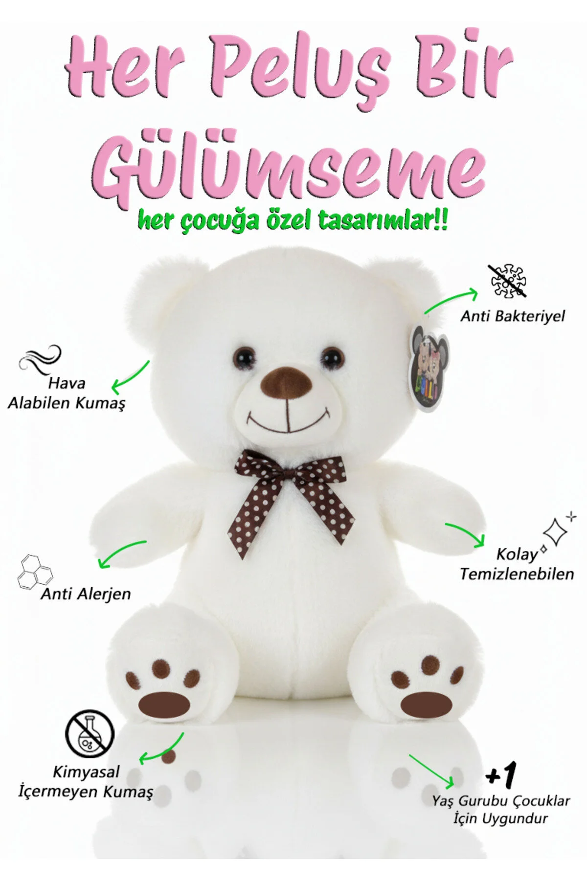 Ayıcık Sevimli 35cm - Sevimli & Yumuşak Beyaz