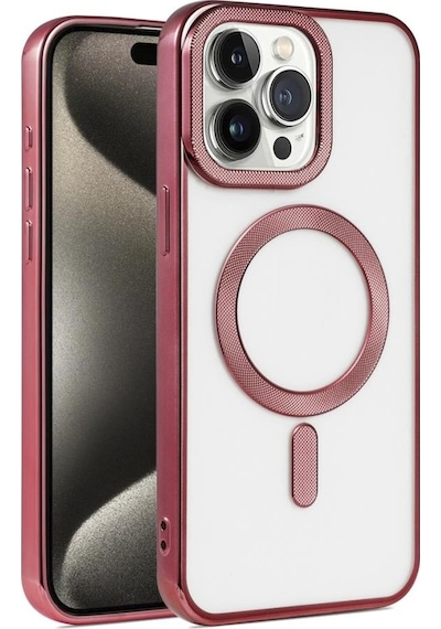 Apple Uyumlu iPhone 15 Pro Max Kılıf Pütür Dizayn Magsafe Şeffaf Krns Case