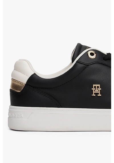 Tommy Hilfiger Kadın Th Monogram Plaque Court Sneakers - Siyah Triple Black