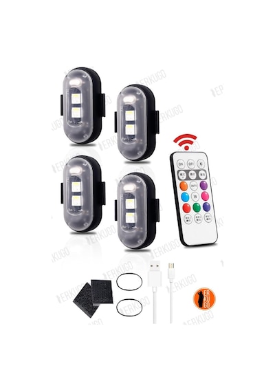 4'lü Uzaktan Kumandalı Şarjlı Mini Led Işık/çakar Led/drone Işığı/anti Çarpışma Uyarı Işığı
