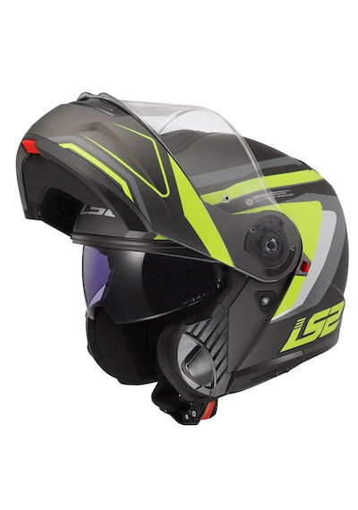 Ls2 Strobe 2 Phantom Çene Açılır Motosiklet Kaskı Gri - Neon Sarı