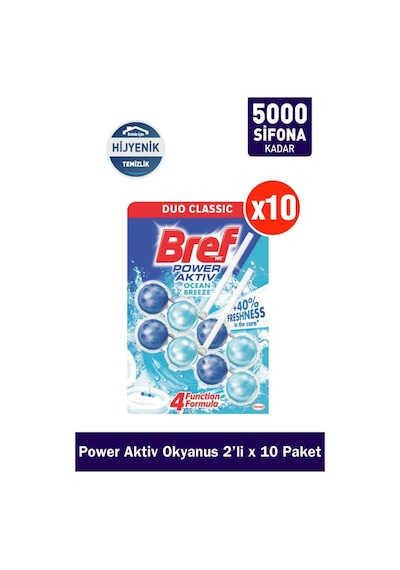 Bref Power Aktiv Katı Klozet Bloğu Okyanus 10 x 2li