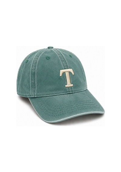 Tesbihane İsme Özel Harf Nakışlı Haki Vintage Stil Eskitme Kumaş Ayarlanabilir Unisex Beyzbol Şapkası Yeşil