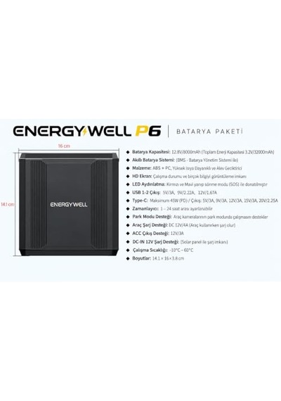 Battery Pack P6 Araç Kamerası Park Modu Güç İstasyonu