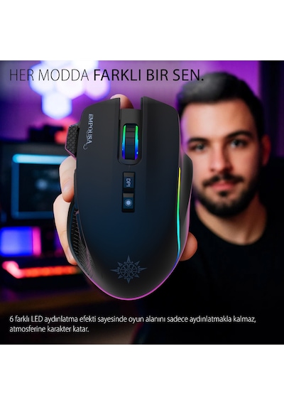 Profesyonel 8 Tuşlu Rgb Gaming Oyuncu Mouse Bluetooth 5.3 Kablosuz & Kablolu Img-gt22