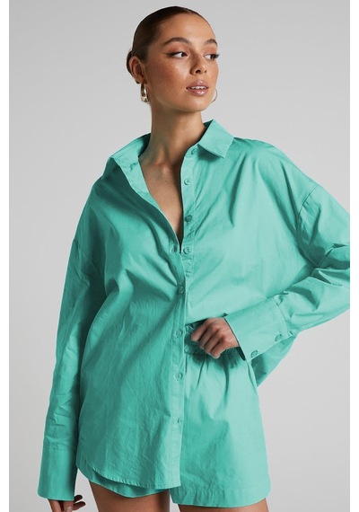 Seeh Turkuaz Oversize Basic Kadın Gömlek Sh268