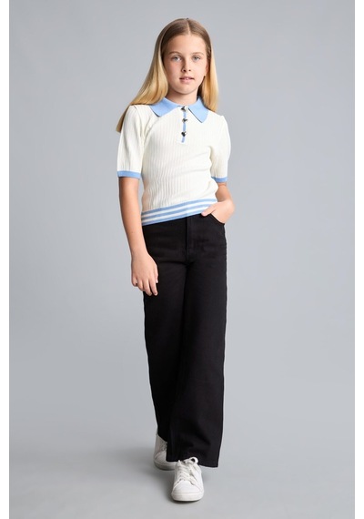 Defacto Wide Leg Düz Paça Cepli Gabardin Pantolon Kız Çocuk H9668a826aubk27 Siyah-bk27
