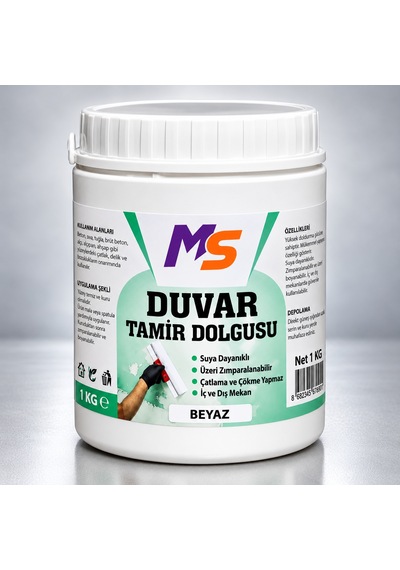 Hazır Duvar Tamir Dolgusu 1 Kg Macunu Zemin Alçı Sıva Derin Boşluk Doldurucu Çatlak Onarıcı Giderici