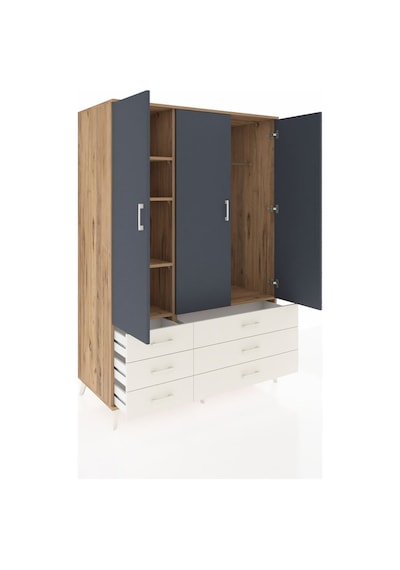 Kronos Dolap 5 Raflı 6 Çekmeceli Tek Askılı 132x59x195 Çam-an... Çam