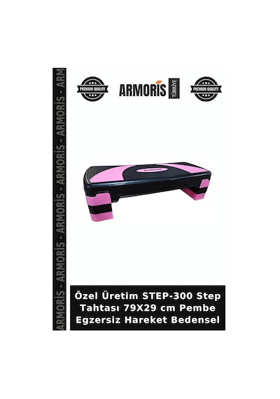 Özel Üretim Step-300 Step Tahtası 79x29 Cm Pembe Egzersiz Hareket Bedensel