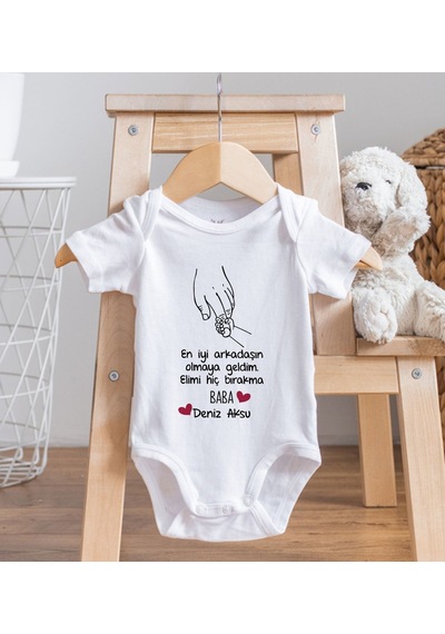 Bk Gift Bk Kids İsimli En İyi Arkadaşın Olmaya Geldim Tasarımlı Bebek Body Zıbın - Model 1 12-18 Ay Sarı