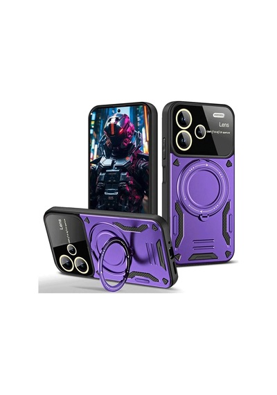 Uryport Xiaomi Redmi Note 13 Pro Plus Joy Lens Standlı Kapak - Mor