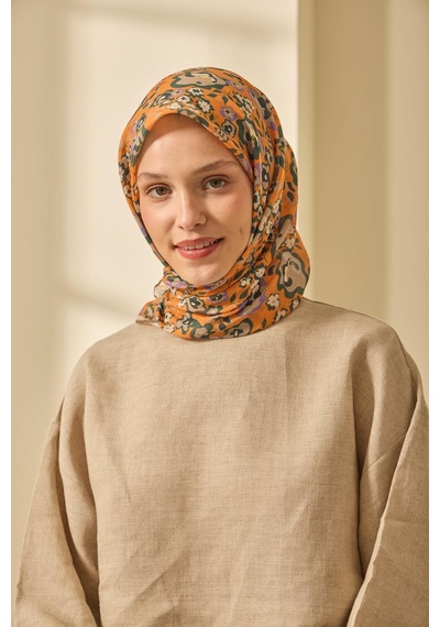 Silk Home Soft Eşarp 73090-34 Uruncu, Vizon, Koyu Yeşil, Eflatun, Ekru