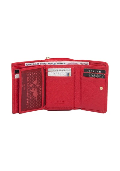 Tergan Kırmızı Deri Kadın Cüzdan - S1cb00005798-b68 Kırmızı