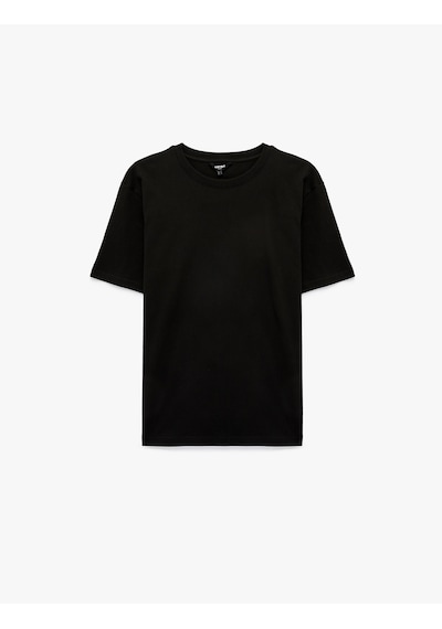Koton Regular Fit Bisiklet Yaka Pamuklu Basic Kısa Kollu Tişört Siyah 6sam10011mk