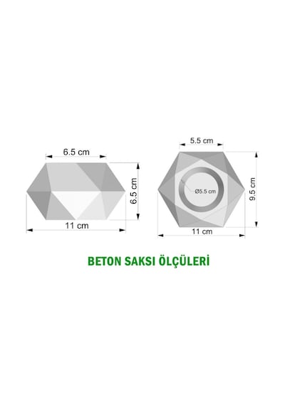 Yapay Çiçek Deposu Handmade Beton Saksıda Yapay Succulent Sukulent 16 Cm Model-1 Grafiti Gri