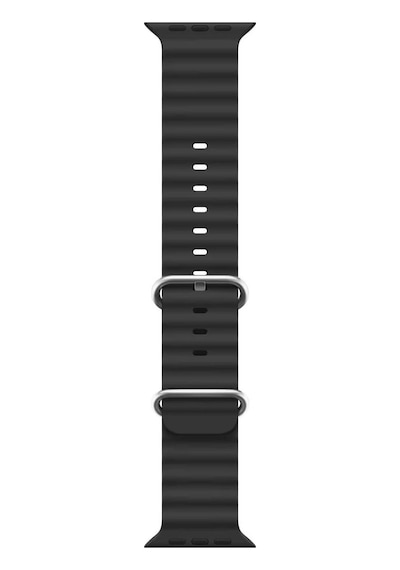 Microsonic Apple Uyumlu  Watch Series 7 41mm Kordon Ocean Band Siyah