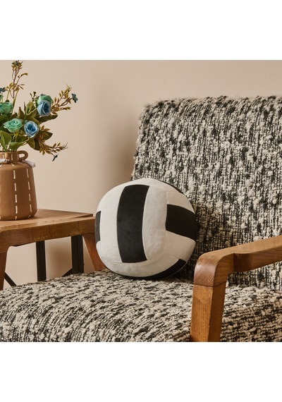 Soft Voleybol Topu Figürlü Yastık - Siyah / Beyaz - 20 Cm
