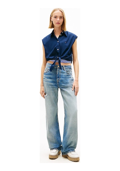Tommy Hilfiger Kadın Tie Front Poplin Gömlek-16278 Gece Mavisi