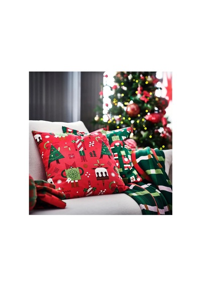 Ikea Vınterfınt Yastık Kılıfı 50 X 50 Cm Kırmızı - Kahverengi Kırmızı - Yeşil - Açık Yeşil Çok Renkli