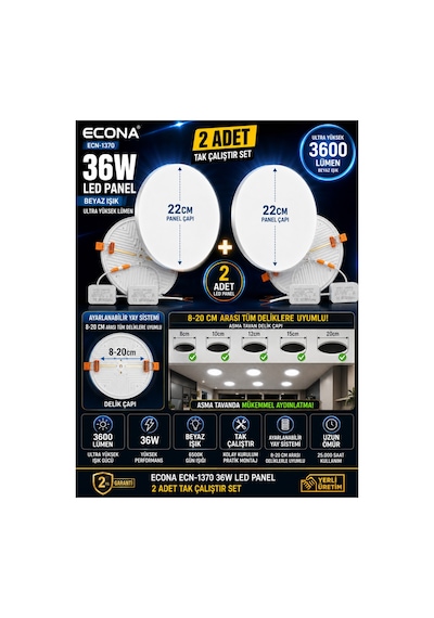 2 Adet -36w Led Panel Ayarlanabilir Beyaz Işık 8-20 Cm Yaylı Asma Tavan Armatürü 22cm Ultra Yüksek Lümen Beyaz Işık Tak Çalıştır Set ,spot Lamba ,sıvaaltı Led Panel,led Işıklı Panel Led 2 Adet -36w Led Panel Ayarlanabilir Beyaz Işık 8-20 Cm Yaylı Asma Tavan Armatürü 22cm Ultra Yüksek Lümen Beyaz Işık Tak Çalıştır Set ,spot Lamba ,sıvaaltı Led Panel,led Işıklı Panel Led