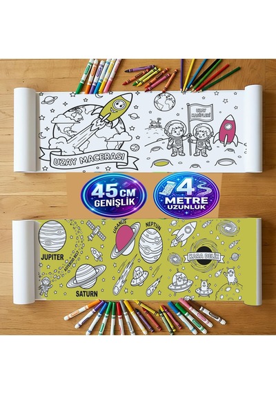 Boyama Kağıdı Rulo Dev Boy 4 Metre Uzay Macerası