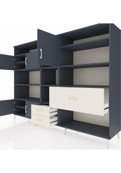 Hyperion Dolap 13 Raflı 3 Çekmeceli 5 Kapaklı 220x44x163 Antrasit Antrasit-antrasit/aytaşı Hyperion Dolap 13 Raflı 3 Çekmeceli 5 Kapaklı 220x44x163 Antrasit Antrasit-antrasit/aytaşı