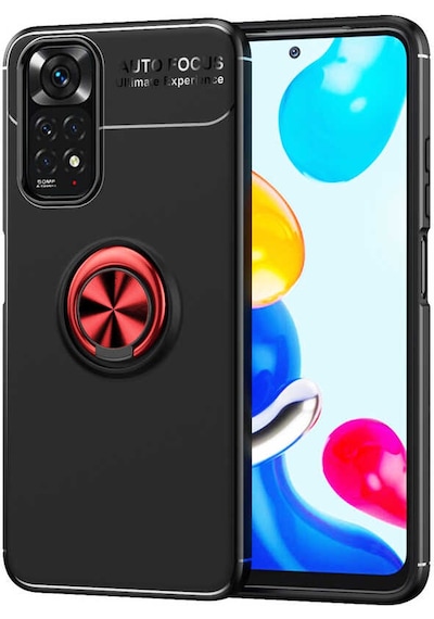 Xiaomi Redmi Note 11s Global Kılıf Zore Ravel Silikon Kapak Siyah-Kırmızı