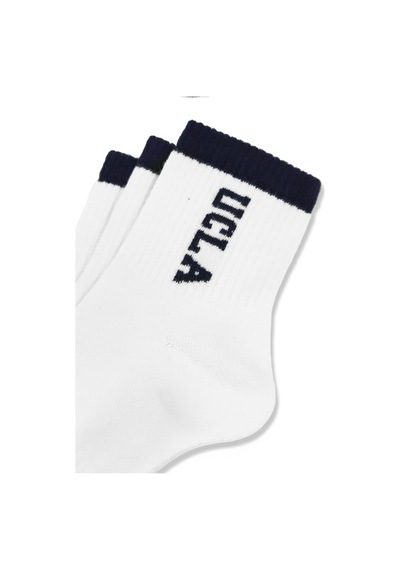 Ucla Julıo 3'lü Beyaz Uzun Jakarlı Pamuk Standard Fit Unisex Çorap