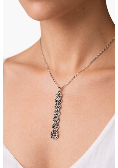 Aura Line Uzun Form Sembol Detaylı Unisex Metal Kolye Çok renkli