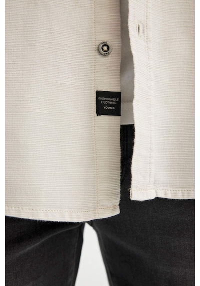 DeFacto Slim Fit Dar Kesim Pamuklu Basic Düz Uzun Kollu Gömlek A4644AX24AUBG721