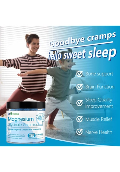İngreens Magnesium Glycinate Betaine Sleep Relaxation & Focus Support 120 Gummies Karışık