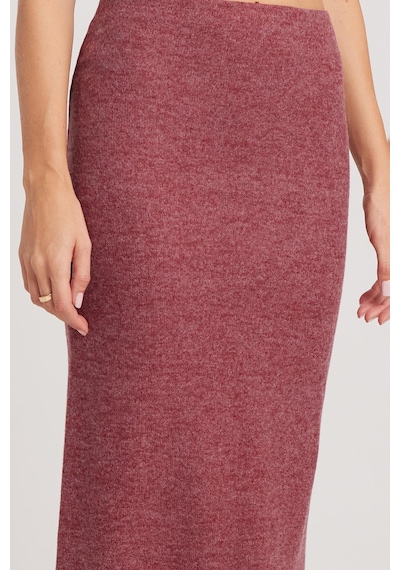Tudors Kadın Slim Fit Dar Kesim Yırtmaçlı Bordo Etek-41342 Bordo