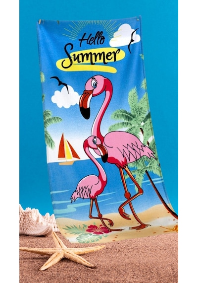 Plaj Havlusu 75x150 Flamingo Desenli