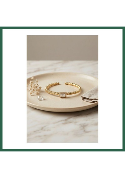 Bezos Gold Renk Dorika Model Kare Zirkon Taşlı Kadın Bileklik Bzs01