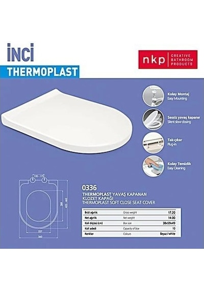 Nkp İnci Thermoplast Amortisörlü Klozet Kapağı Tak Çıkart