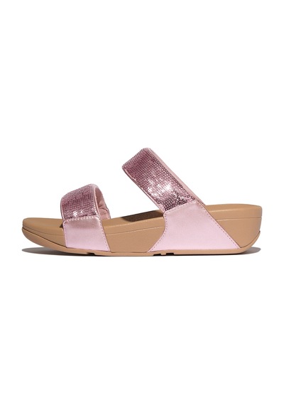 B50 Metallic Soft Blush Espadril / Keten Kadın Jf2 Fitflop Lulu Sequın Slıdes B50 Metallic Soft Blush Pembe