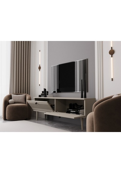 Melura Tv Ünitesi - Tv Sehpası 140 Cm %100 Mdf Lake Ahşap Ayaklı Kumtaşı