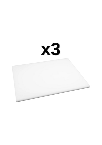 3'lü Türkay 50x30x2 Cm Polietilen Kesme Tahtası Kesim Levhası Naturel/beyaz 4733
