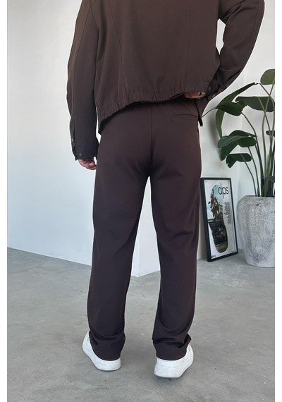 Kahverengi Premium Relaxed Fit Kumaş Pantolon Kahverengi