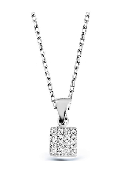 Argentum Concept - Zirkon Taşlı Gümüş Kare Kolye - N134601