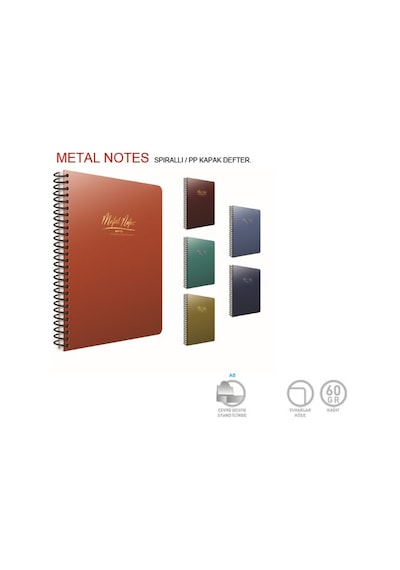 Gıpta Metal Notes 17X24 CM 80 Yaprak Çizgisiz Defter