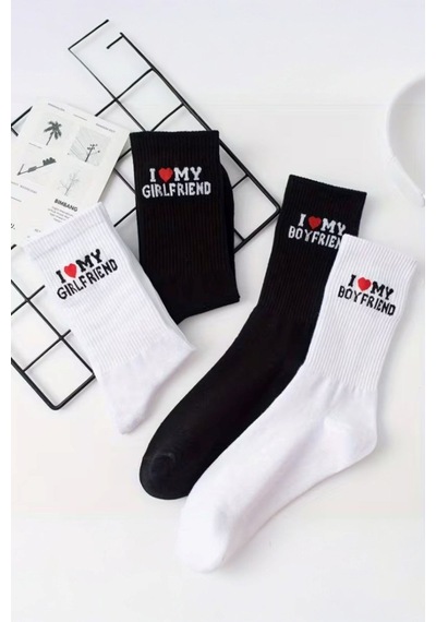 Hitit Socks Kadın 4 Çift Sevgili Çorabı Hediyelik Günlük Kullanıma Uygun Uzun Kolej Çorap Asorti