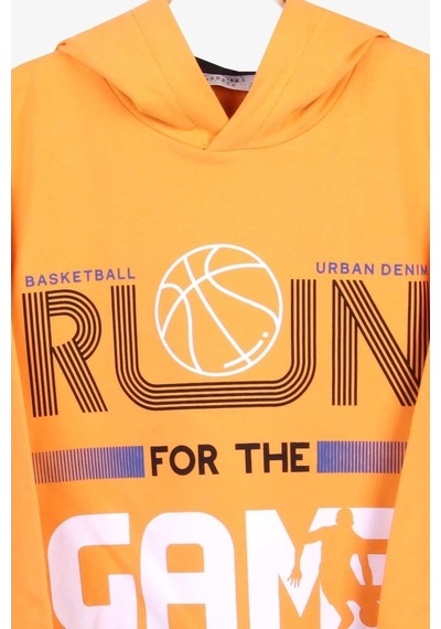 Breeze Basketbol Temalı Hardal Sarı Erkek Çocuk Sweatshirt (8-12 Yaş)
